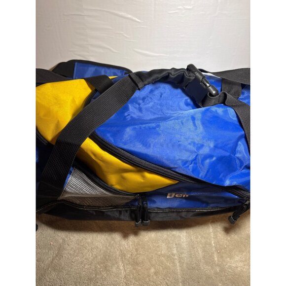 Blue & Yellow Bell Sports Duffel Bag Mesh Pockets & Adjustable Strap Travel 22" - Picture 3 of 11